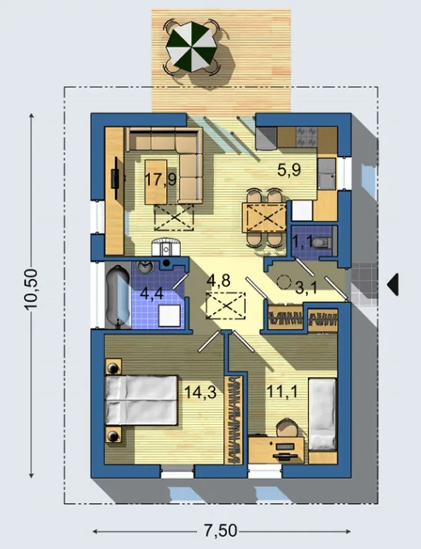 Проект дома D283 - изображение 2