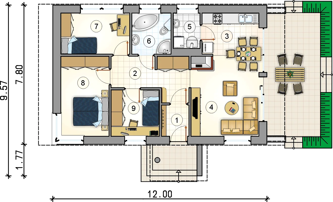 Проект дома D1103 — 95,55 м² - изображение 5