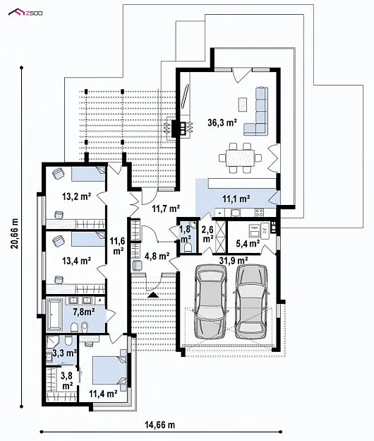 Проект дома Z388 - изображение 4