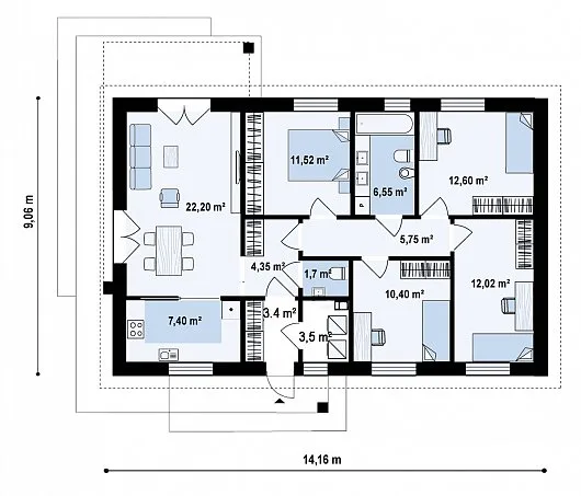 Проект дома Z473 — 100,9 м² - изображение 3