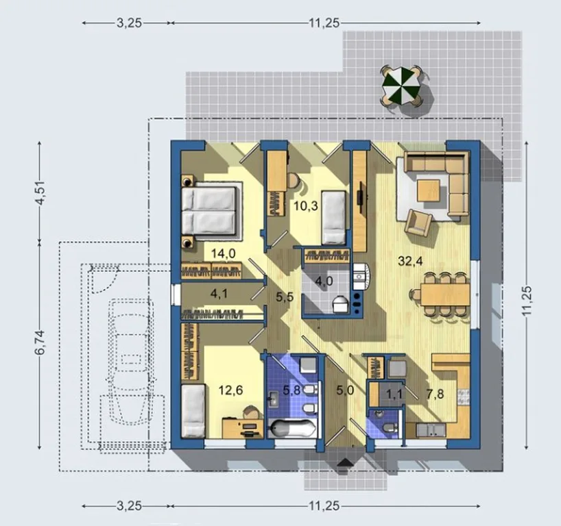 Проект дома D384 - изображение 2